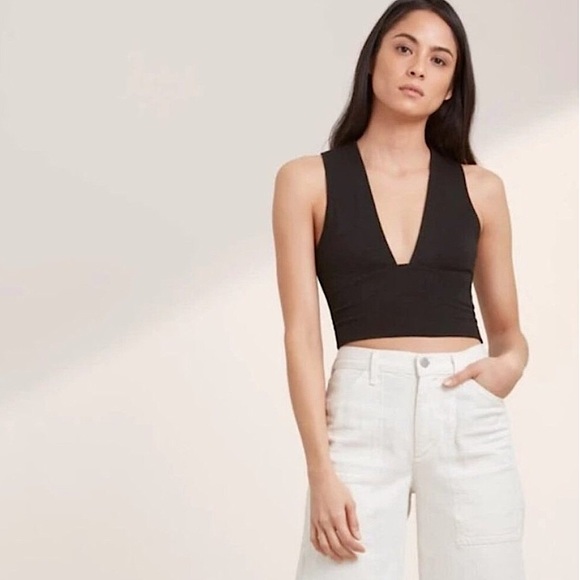 Wilfred Tops - WILFRED Pale Blue Valeria V Neck Crop Knit Tank Top S